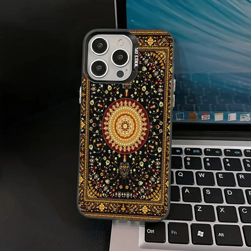 

Brown Persian style case for iPhone17 16 15 14 13 12 11 Pro/ Max/Plus shock-proof rear cover anti-fingerprint