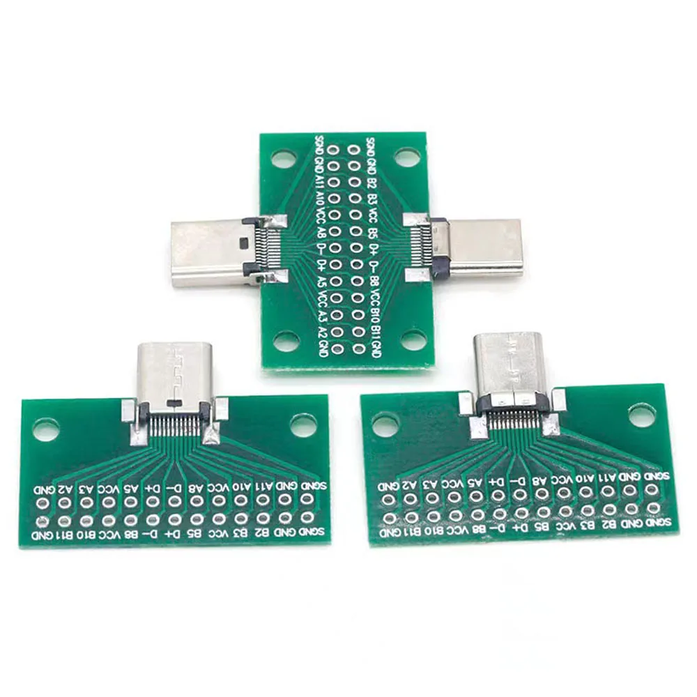 12pc Type-C Male to Female USB 3.1 Test PCB Board Adapter Type C 24Pin 2.54mm Connector Socket For Data Line Wire Cable Transfer