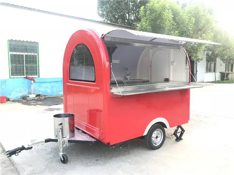 China red color food cart/stainless steel food trailer/whosale price food truck