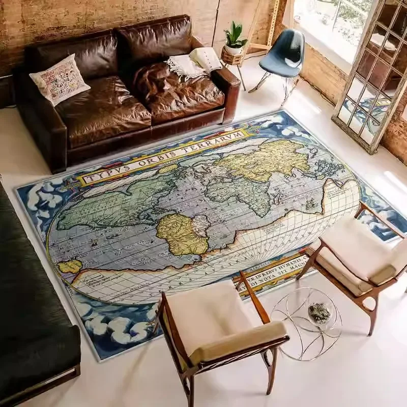 World Map Living Room Carpet Office Study Art Decoration Floor Mats Christmas Gift Nordic 3D Printed Bedroom Plush Rug Ковер 양탄자