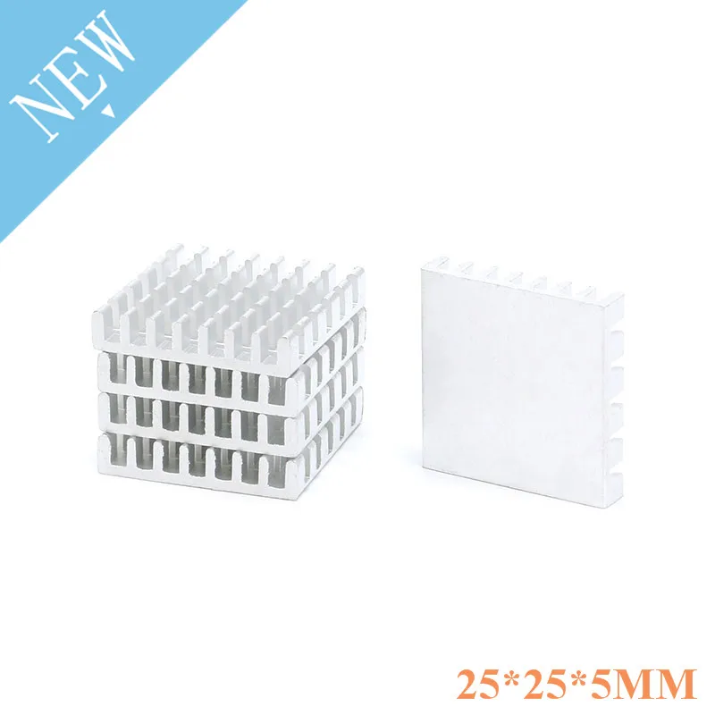 Disipador de calor de aluminio para amplificador de refrigeración, 25x25x5mm, 25x25x5mm, 5 unidades