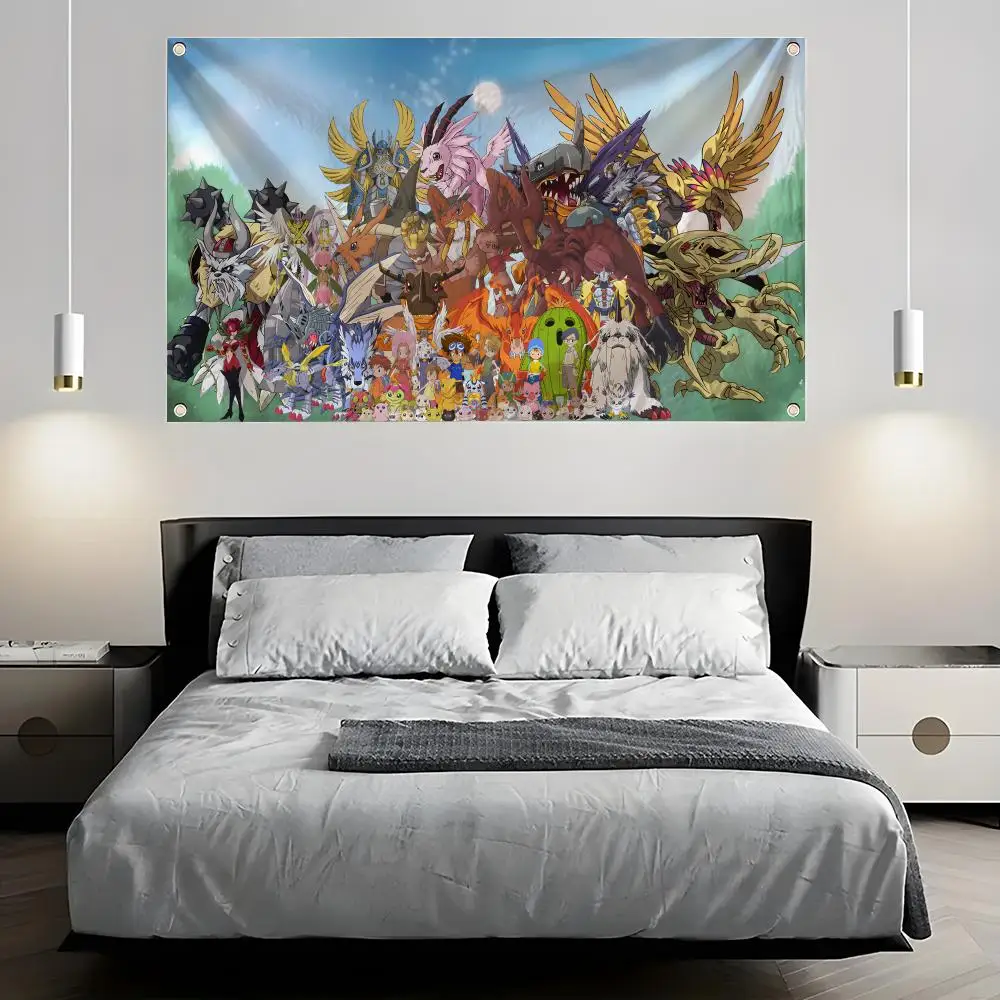 Flags Flags for Room, Bedroom, Home, Outdoor, Wall Hanging, Concert Print, Background Decor, Art Banner D-Digimon