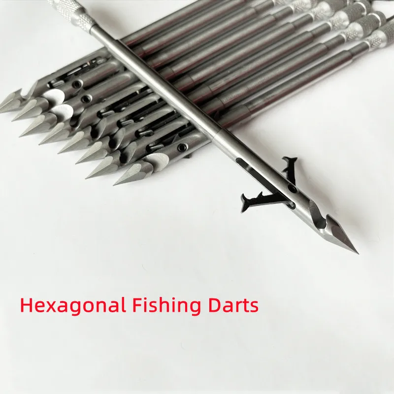 Imagem -02 - Hexagonal Slingshot Fish Shooting Dardos Deep Water Hunting Pesca Arrowhead Equipamento de Pesca Arrows 10 Pcs 20 Pcs Aço Inoxidável