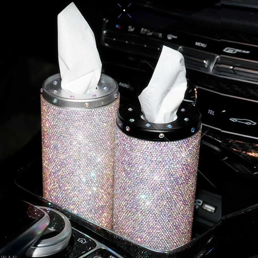 

Bling Bling Car Tissue Box Cover Cup Holder for Home Car Office Decor Universal Type