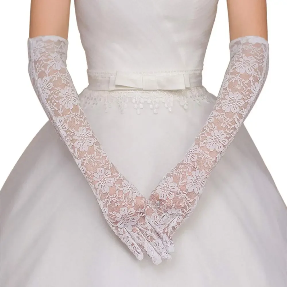 

Floral Lace Gloves for Women Long Wedding Gloves Elbow Length Gloves