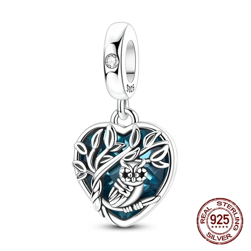

925 Sterling Silver Wisdom & Growth Owl and Tree of Life Charm Pendant Fit Original Charm Bracelets Women DIY Jewelry Gift