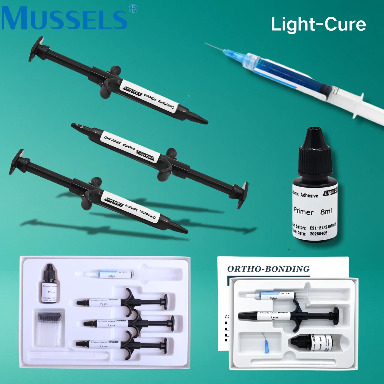 

Dental Orthodontic Bracket Adhesive Light Cure Teeth Bonding Resin Kit Glue Paste Primer Etching Gel Dentistry Material Curing