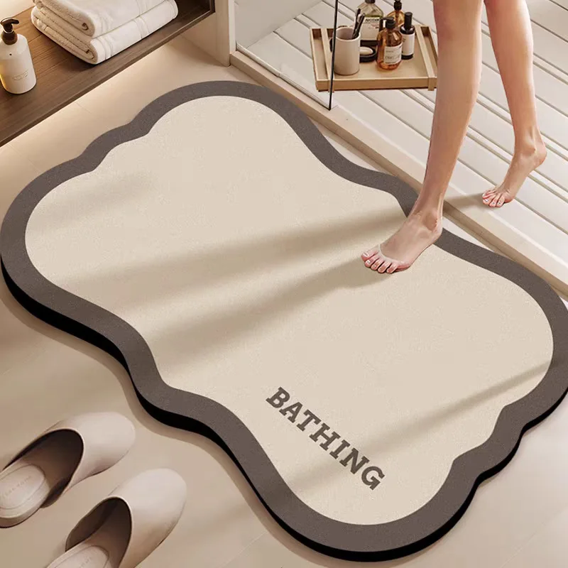VIKAMA minimalistischer Badezimmerteppich, saugfähiges, rutschfestes, schnell trocknendes Fußpolster, Fußmatte für den Badezimmereingang.