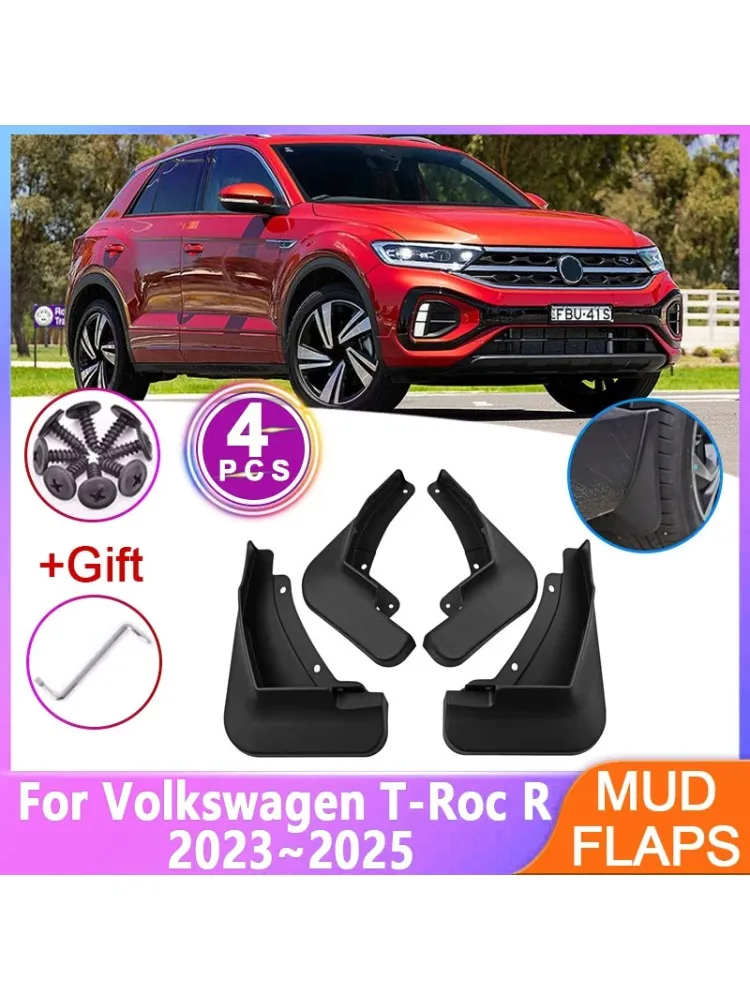 Pour Volkswagen VW T-Roc R 2023 2024 2025 4 pièces Garde-boue avant et arrière Protection de roue Garde-boue Nouvelle mise à niveau Accessoires automobiles