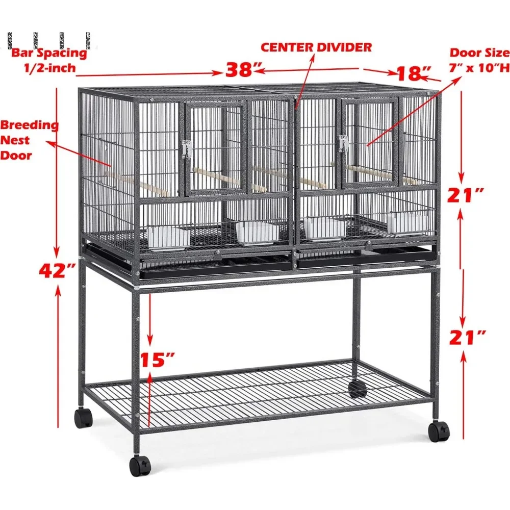 1/2/3-Combo Stacker Center Divided Breeder Breeding Bird Flight Double Rolling Cage