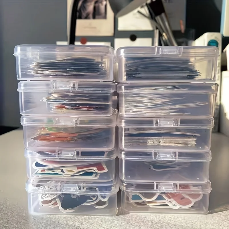 5/10pcs Storage Box Plastic Storage Box Sorting Grid Winder Power Cord Desktop Organizer Stickers Storage Box