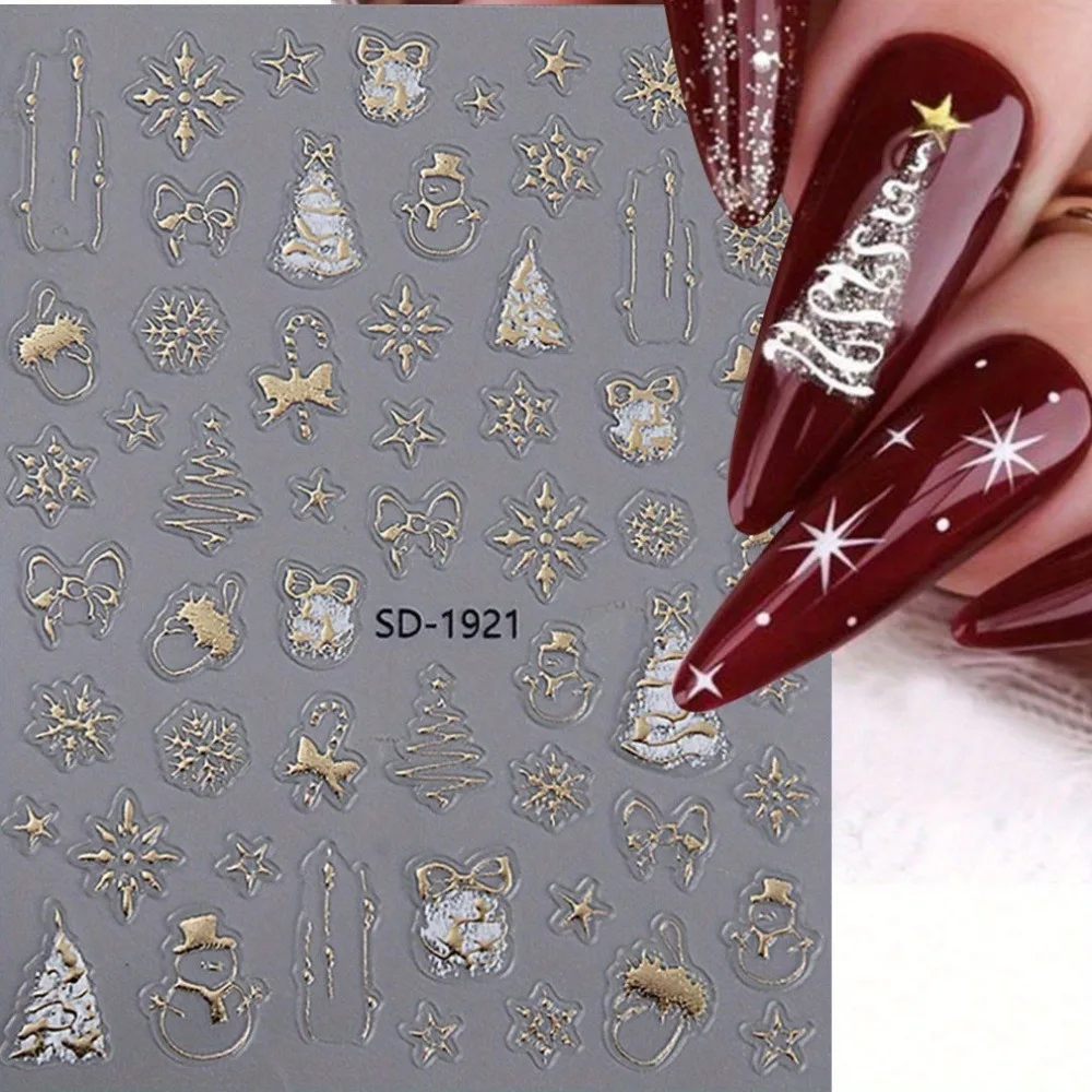 Autocollants pour ongles flocon de neige de noël, 2 pièces, faciles à appliquer pour la décoration des ongles, bricolage, cadeaux, fête et maquillage de mariage