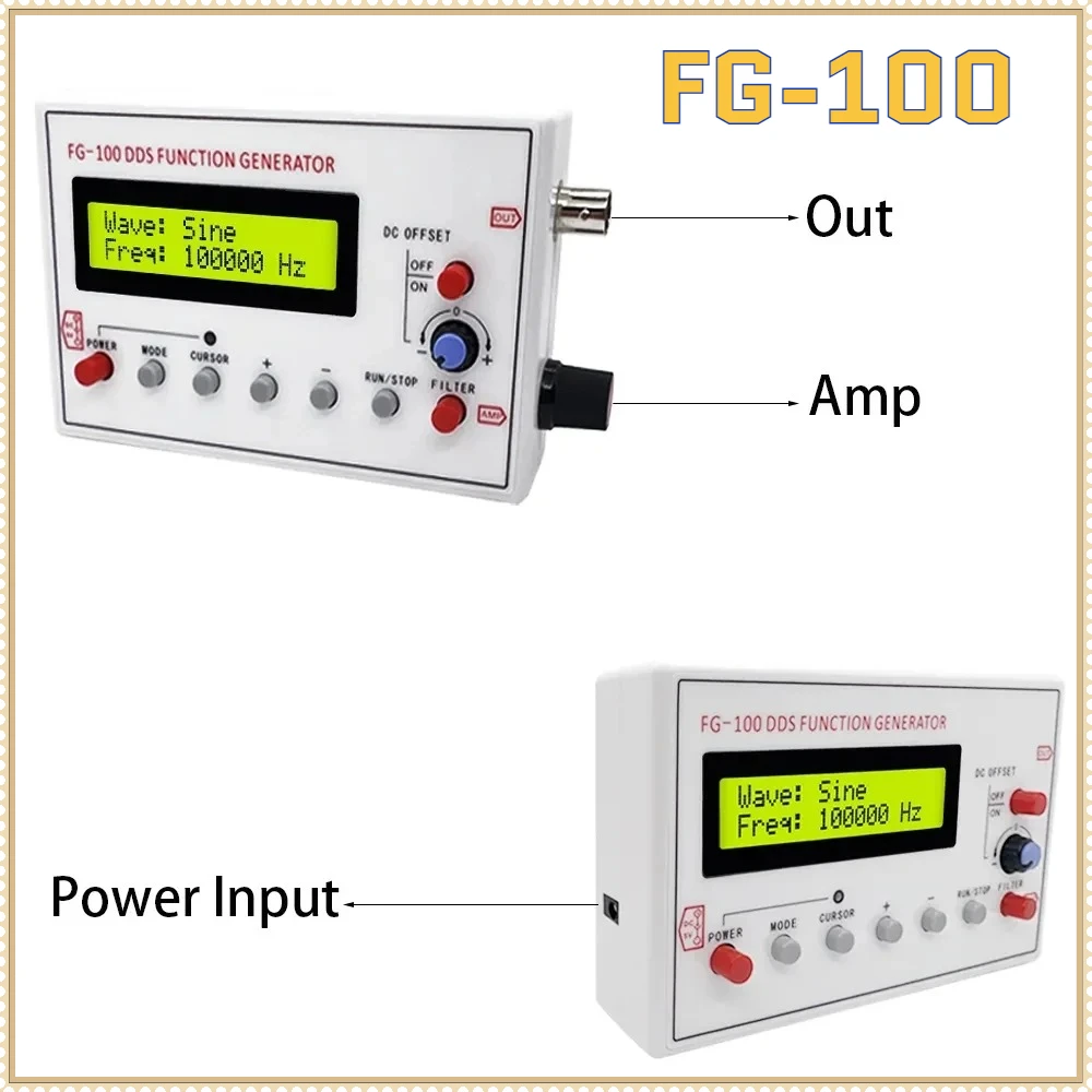 DDS Function Signal Generator FG-100 FG-200 Frequency Counter 0.01Hz - 500KHz Signal Source Module Sine+Square+Sawtooth Waveform