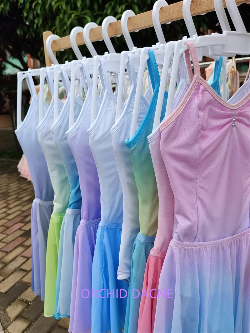 Hot Sale Breathable Kids Girls Children Spandex Camisole Mesh Gymnastics Ballet Dance Wear Leotard Dance Sets