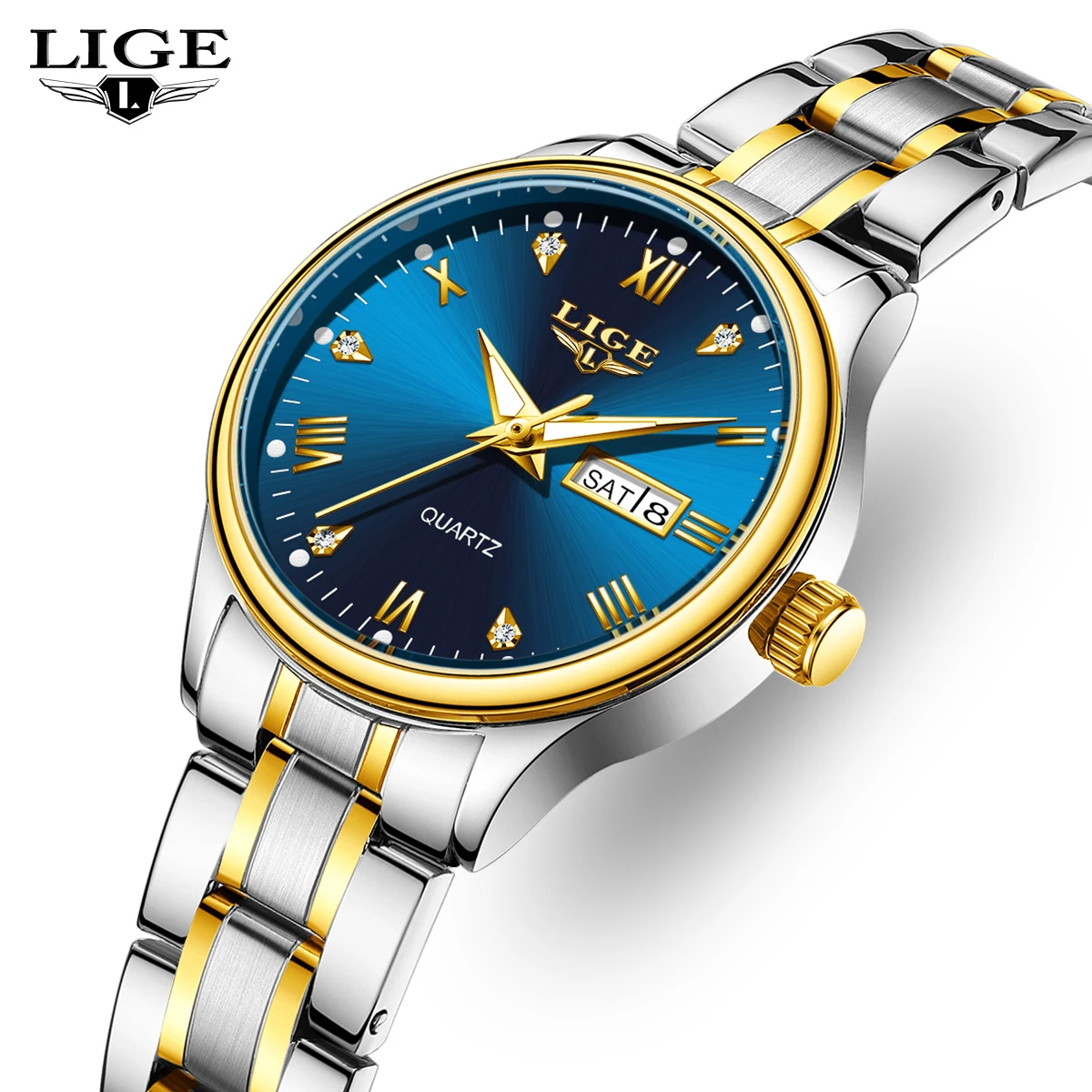 

LIGE новые женские часы, классические деловые часы с бриллиантовой шкалой, водонепроницаемые женские наручные часы, оригинальные кварцевые часы для женщин, Reloj