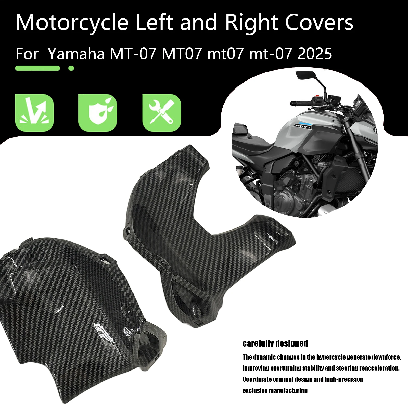

Motorcycle Accessories Left and Right Inside Middle Covers ABS Injection Fairing ABS Carbon Fiber For YAMAHA MT07 MT 07 2025