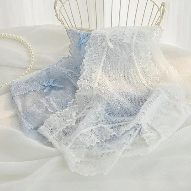 ملابس داخلية مثيرة من الدانتيل للنساء ، لباس داخلي رقيق جيد التهوية للفتيات ، لباس داخلي مريح مفرغ ، سروال داخلي بخصر منخفض ، للنساء ، الصيف ،