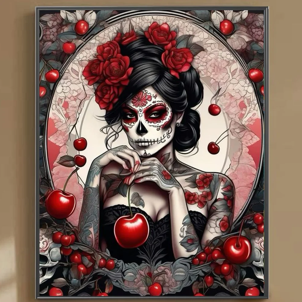 DIY Diamond Painting Tattoo Skull Rose Woman New 2024 Diamond Mosaic Embroidery Cross Stitch Kits Hallowen Home Decor