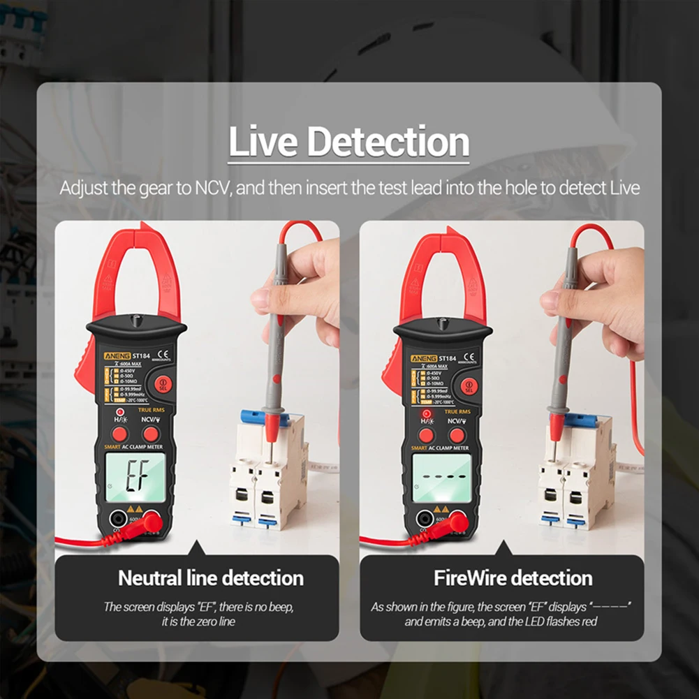 ST184 Digital Clamp Meter Multimeter AC/DC Voltage Current Tester (Red)