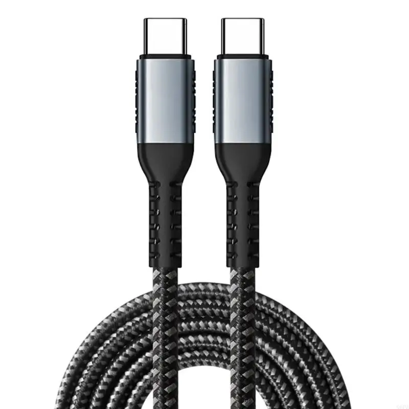 Q6PA 100W Fast Charging Cord Nylon Braided Type C to Type C Data Cable Wire Build-in e-Marker for Office Home Travel