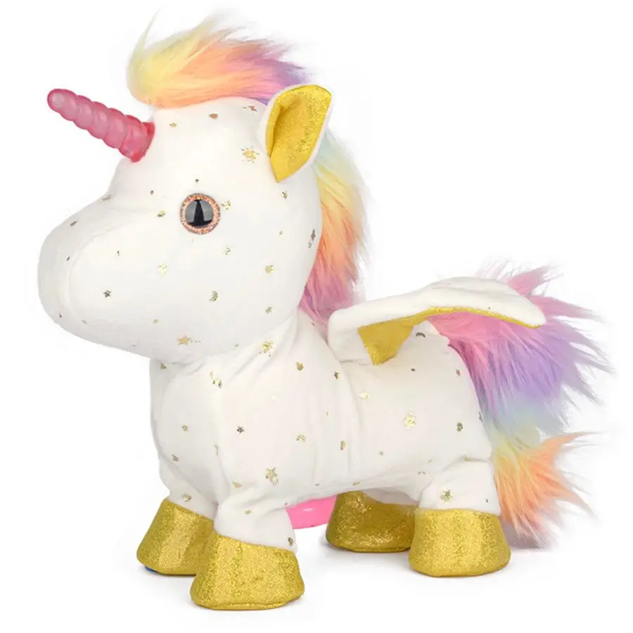 ของเล่นสำหรับเด็กผู้หญิงอายุ 4-6 ปี, ตุ๊กตายูนิคอร์นเดินได้ มีไฟ, สายรัดควบคุมด้วยรีโมท, ตุ๊กตาอิเล็กทรอนิกส์มีไฟ