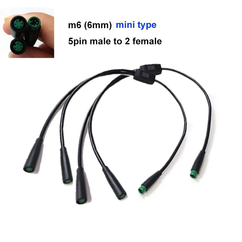 M6 6mm 1 Stecker auf 2 Buchsen Splitter-Verbinder 2/3/5-polig Wasserdichter Julet Elektrischer Steckverbinder für E-Bike Signalsensor
