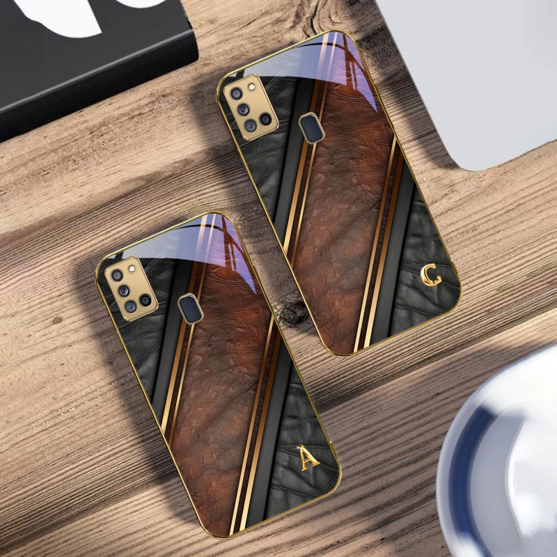 Brilliant golden letters For Samsung A 31 32 A33 A34 35 14 A15 13 16 25 26 50 52 53 54 55 56 70 71 72 73 Golden glass phone case