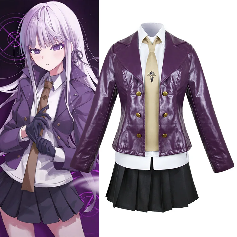 

Игра Киригири Киоко Косплей Костюм ПУ Пальто JK Униформа Юбка Парик Взрослая Женщина Милый Костюм Кампуса