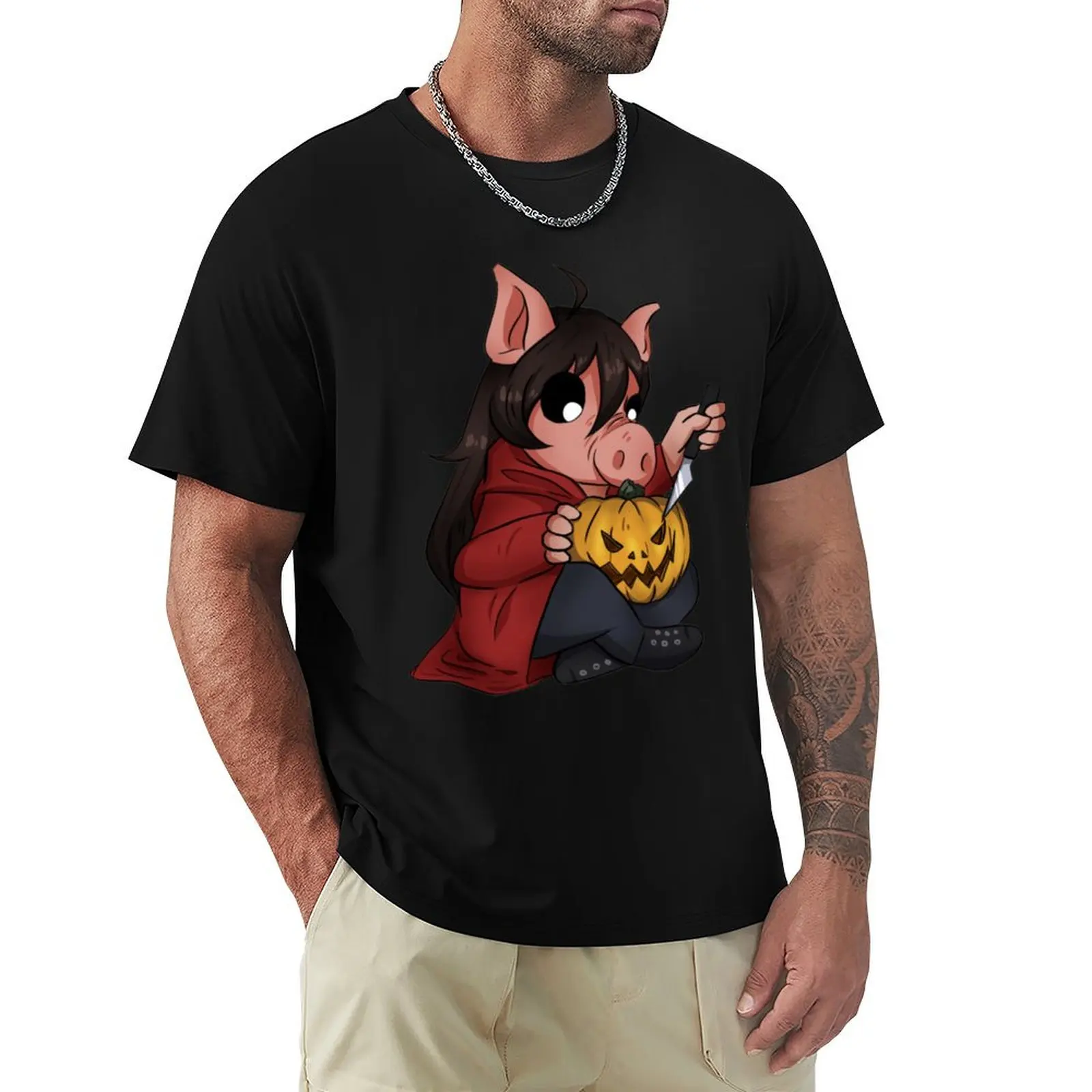 Halloween Piggy T-Shirt Comfortable Work Wear Tee