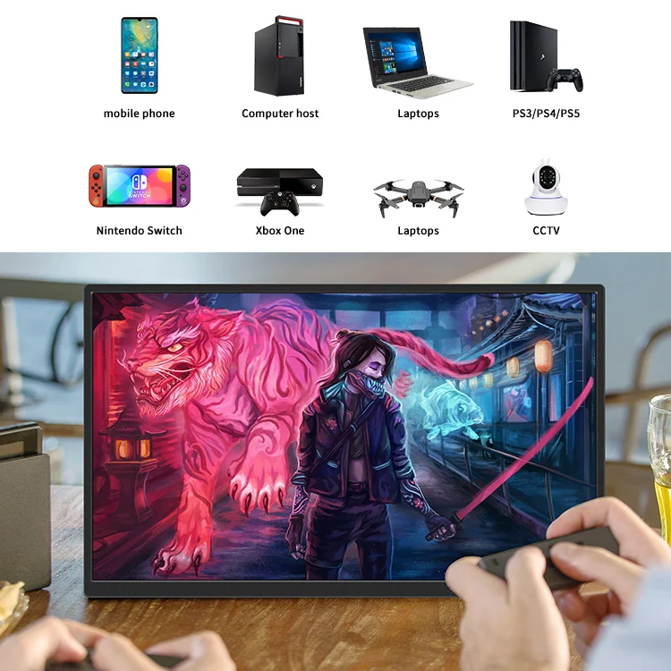 18.5 Inch 1080P Portable Laptop Monitor with Dual Speakers IPS HDR HD 100HZ Gaming Monitor Portable Screen Extender