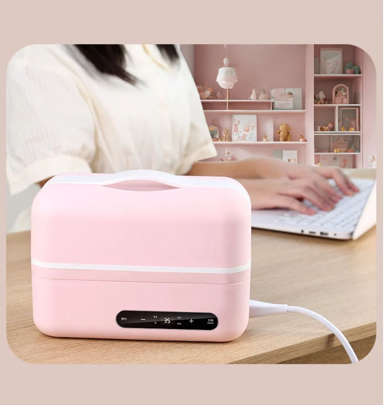 Double-Deck Steaming and Boarding Heating Lunch Box, Plug-in Insulation, Portable Self Heating Lunch Box for Office Workers