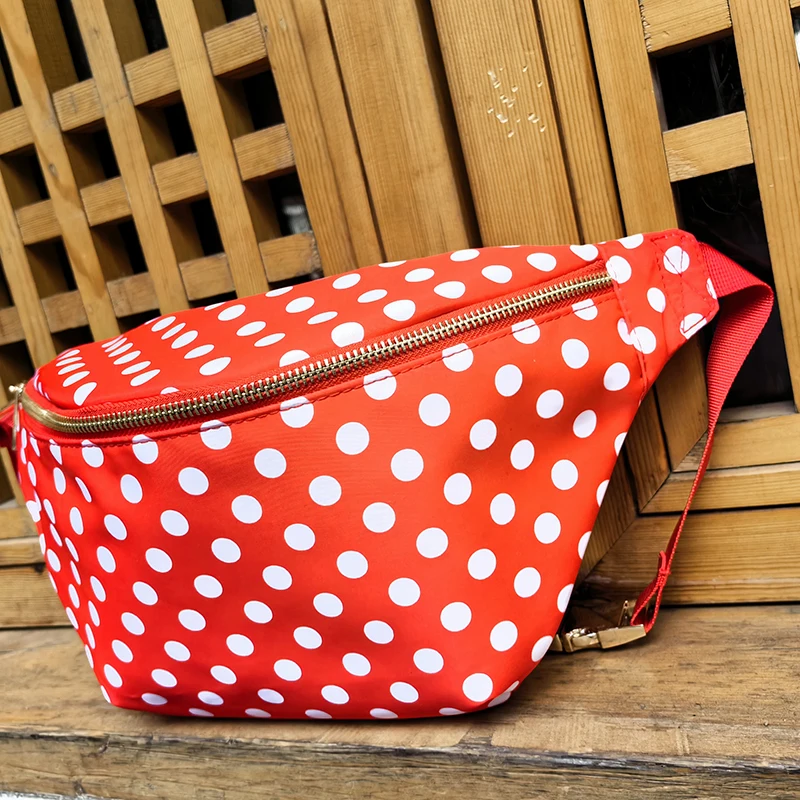 Marsupio rosso a pois per ragazza marsupio da donna marsupio a tracolla impermeabile ovunque borsa da viaggio moda marsupio