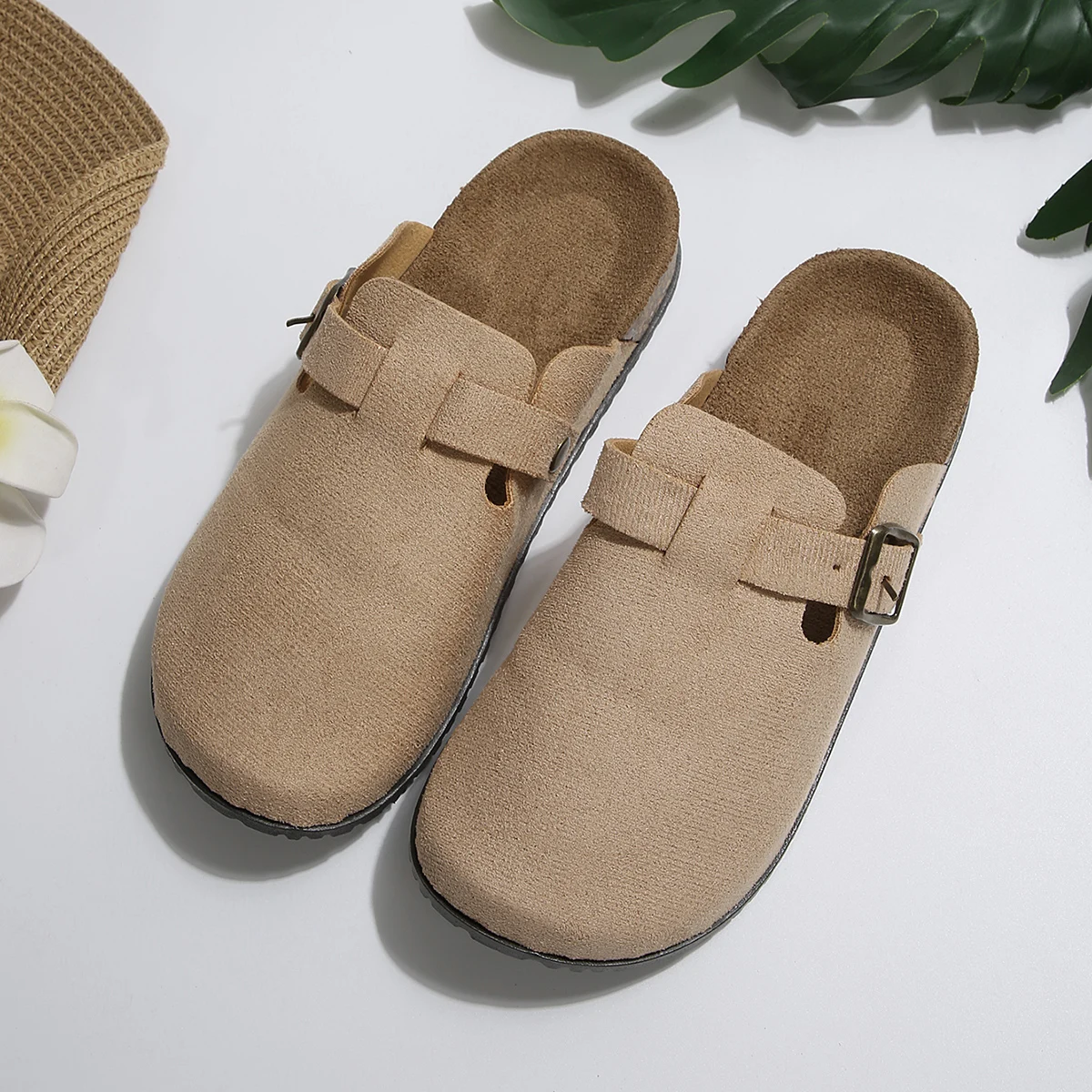 2025 Cork Footbed Clogs For Women  Fashion Leather Comfort Potato Shoes With Arch Support Indoor Outdoor Beach Slippers