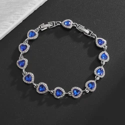 Exquisite Shiny Heart Shaped Zircon Bracelet Women Fashion Elegant Wedding Party Jewelry Girls Gift