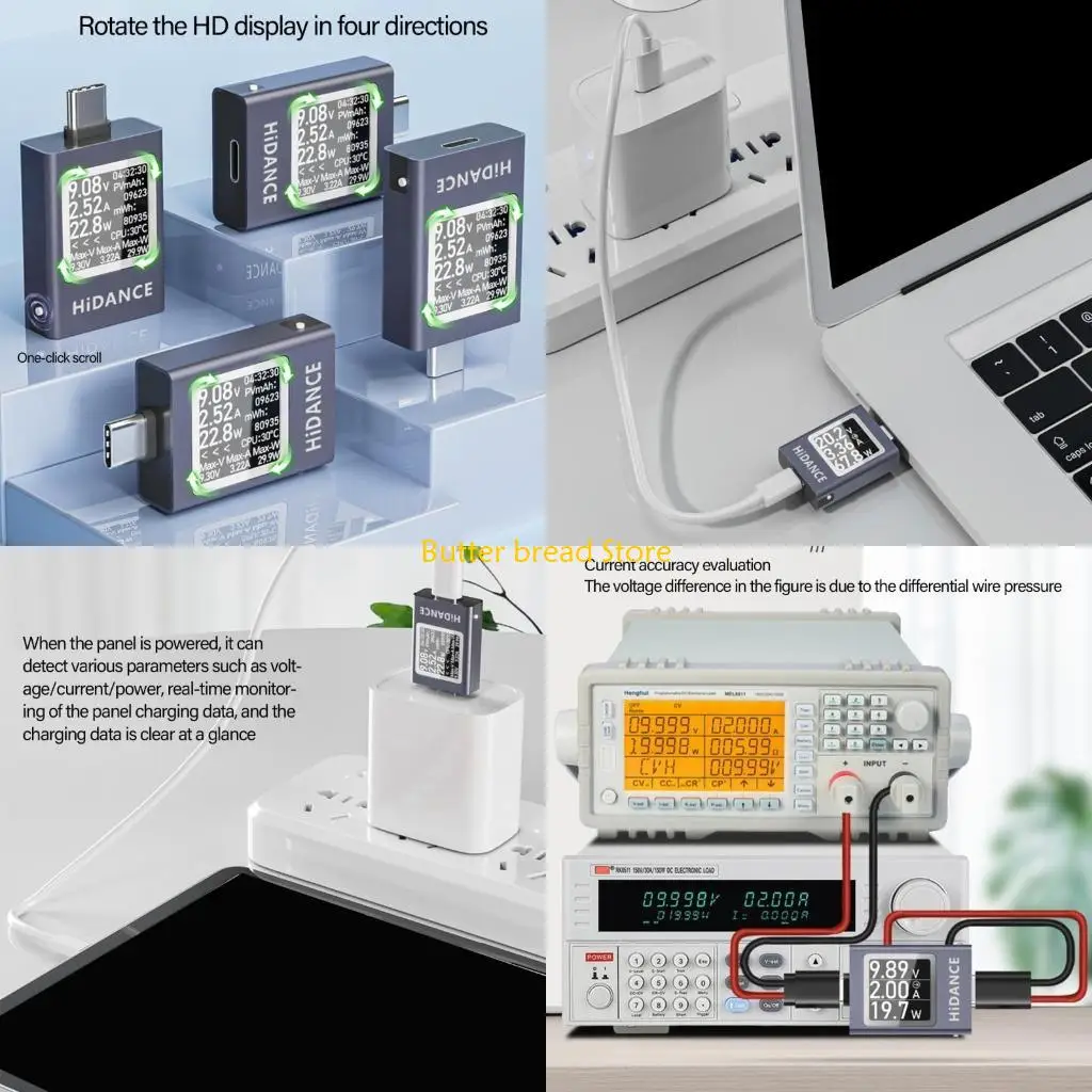

W89C Type-C Интерфейсный измерительный прибор для телефона 4,5-50 В 0-12A Цифровой мультиметр Детектор зарядного устройства