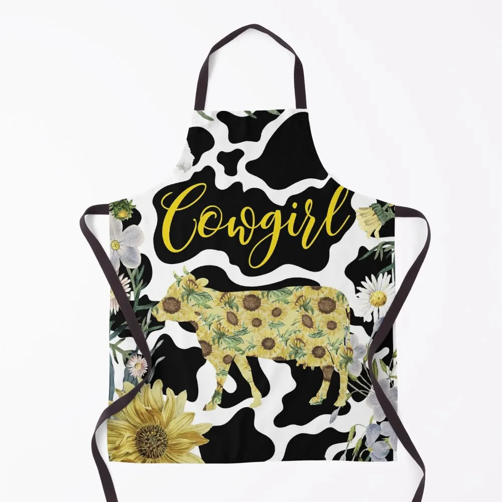 

Cow print Cowgirl Apron Men'ss esthetician For Women Kitchen kindergarten teacher Apron