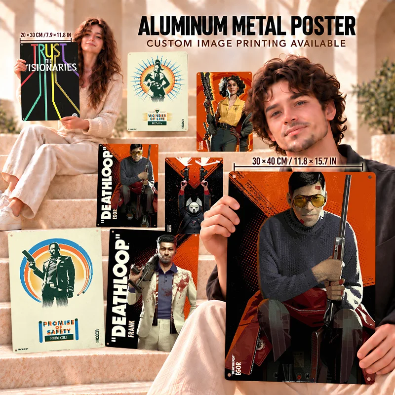Deathloop Aluminum Posters Strategic Mission Design Game Room Wall Art Personalized Metal Sign Thoughtful Gift For Action Fans