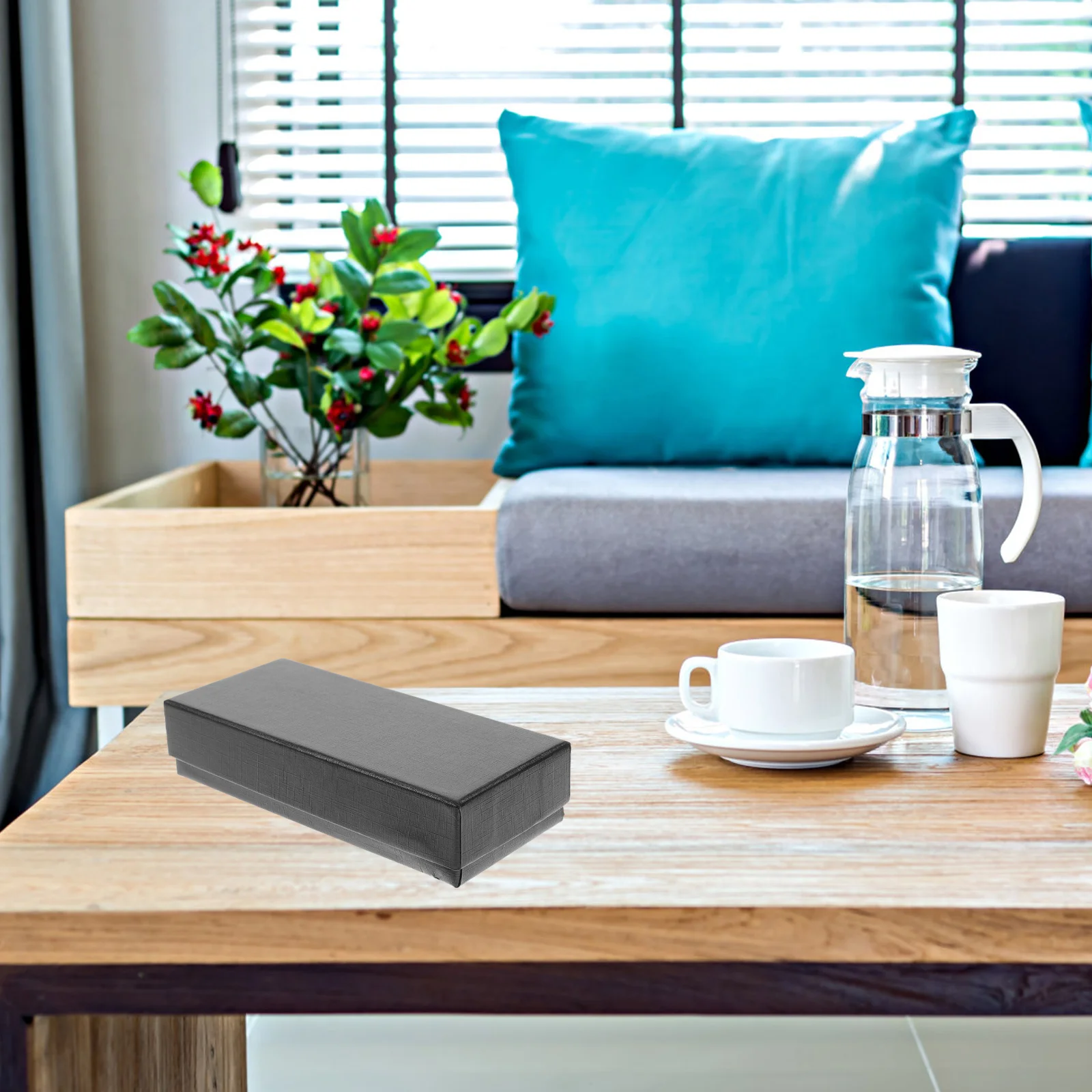 Watch Storage Box Blue Rectangular Extra Thick Material Removable Cushion Organizer Secure Display Case Gift for Men Women