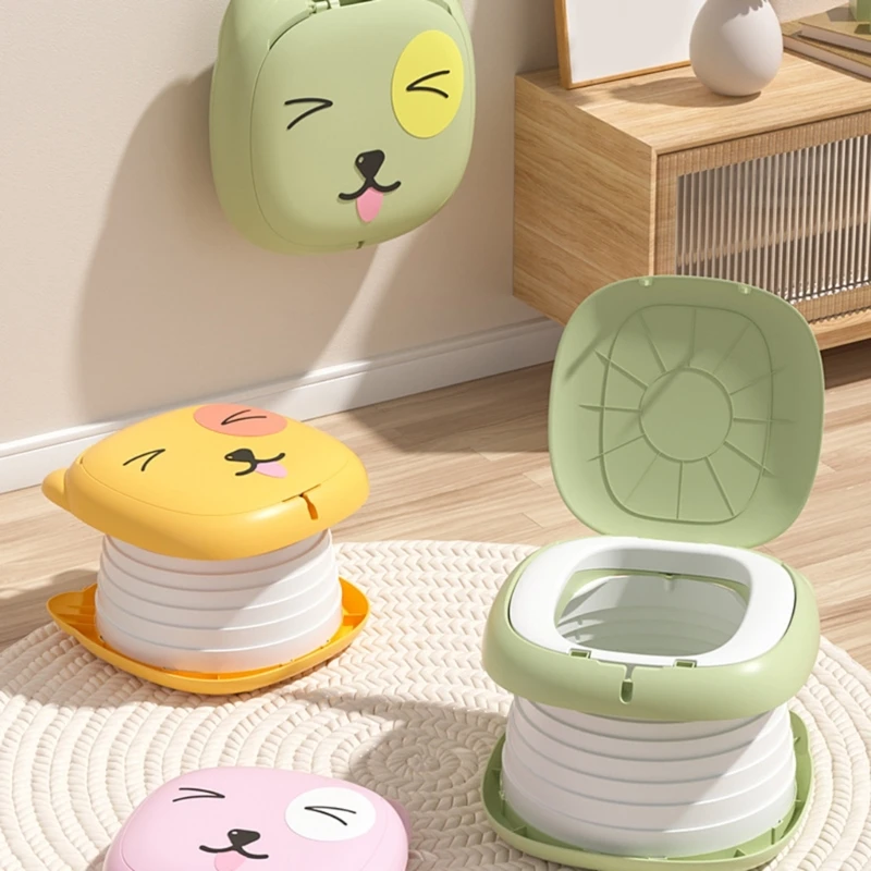 2024 New Portable Children Folding Toilet Cartoon Kids Toilet Lightweight & Compact Baby Travel Potty Easy to Carry Child Potty