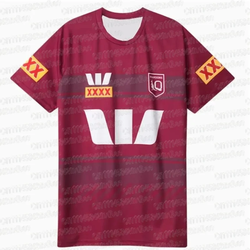 Sommerliches neues australisches 3D-gedrucktes blaues Shirt, Trainingsshirt, Rugby-Shirt, schnelltrocknendes, atmungsaktives Freizeit-Sport-T-Shirt für die Familie – Detail 5