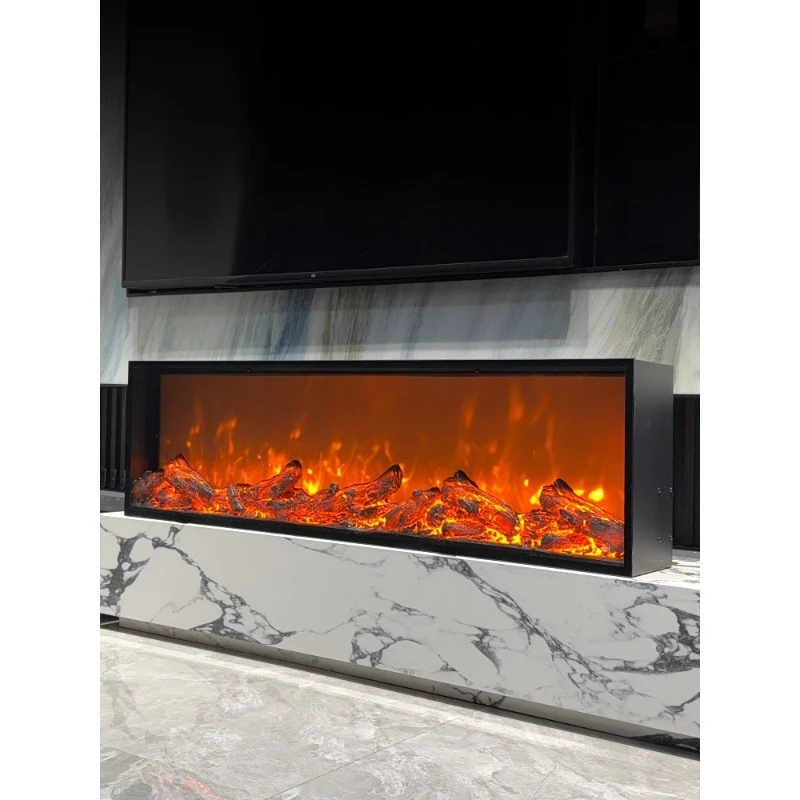 Electronic fireplace simulation flame full tempered glass surface household embedded decorative fireplace