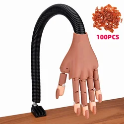 Practice Hand For Acrylic Nails Adjustable Flexible Nail Practice Hands Training Movable Nail Manicure Hand With 100 Nail Tips