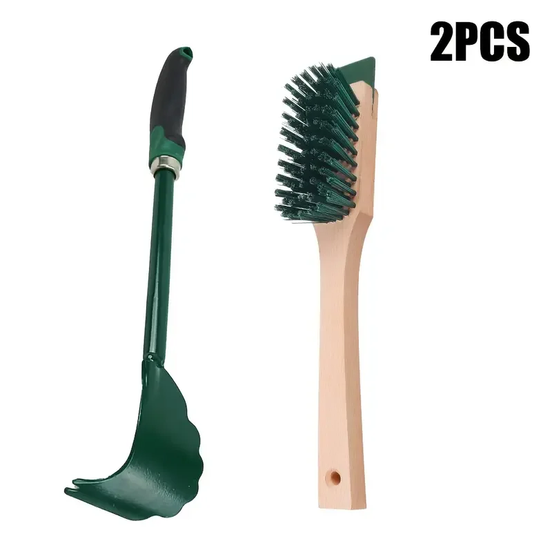 Juego de herramientas de limpieza para cortacésped ergonómico con raspadores de mango largo y cepillo de cerdas duras para un cuidado eficiente del césped