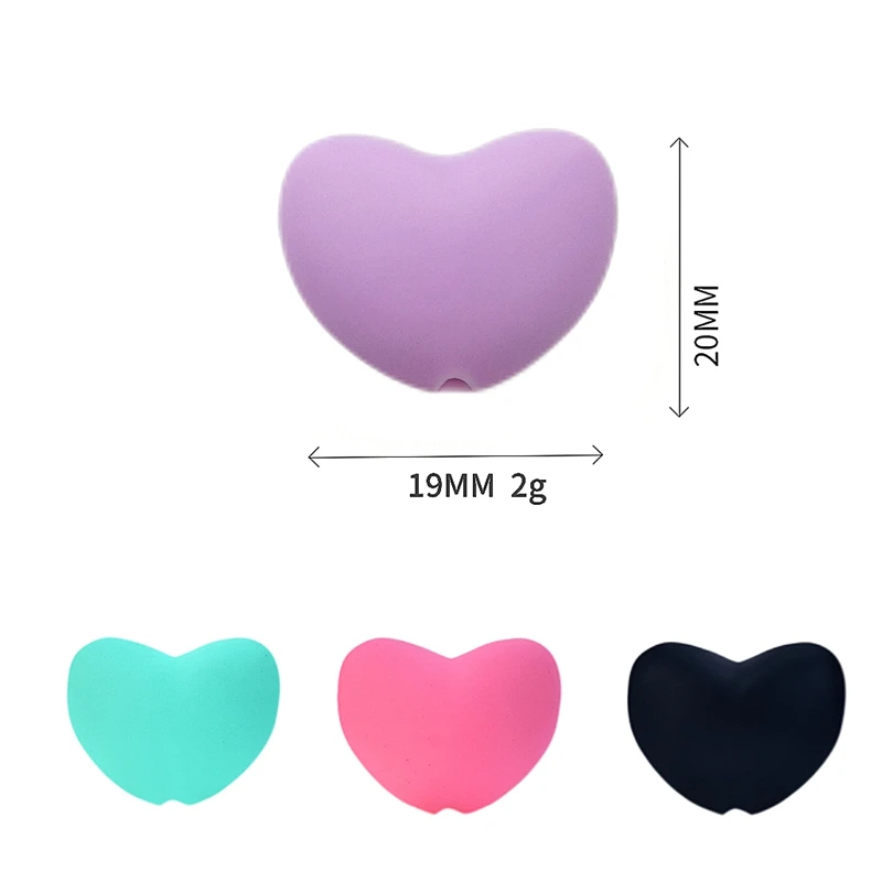 10/20Pcs Heart Silicone Beads 19x20mm Baby Food Grade Teether Beads for Jewelry Making Chewing Pacifier Clip Findings BPA Free