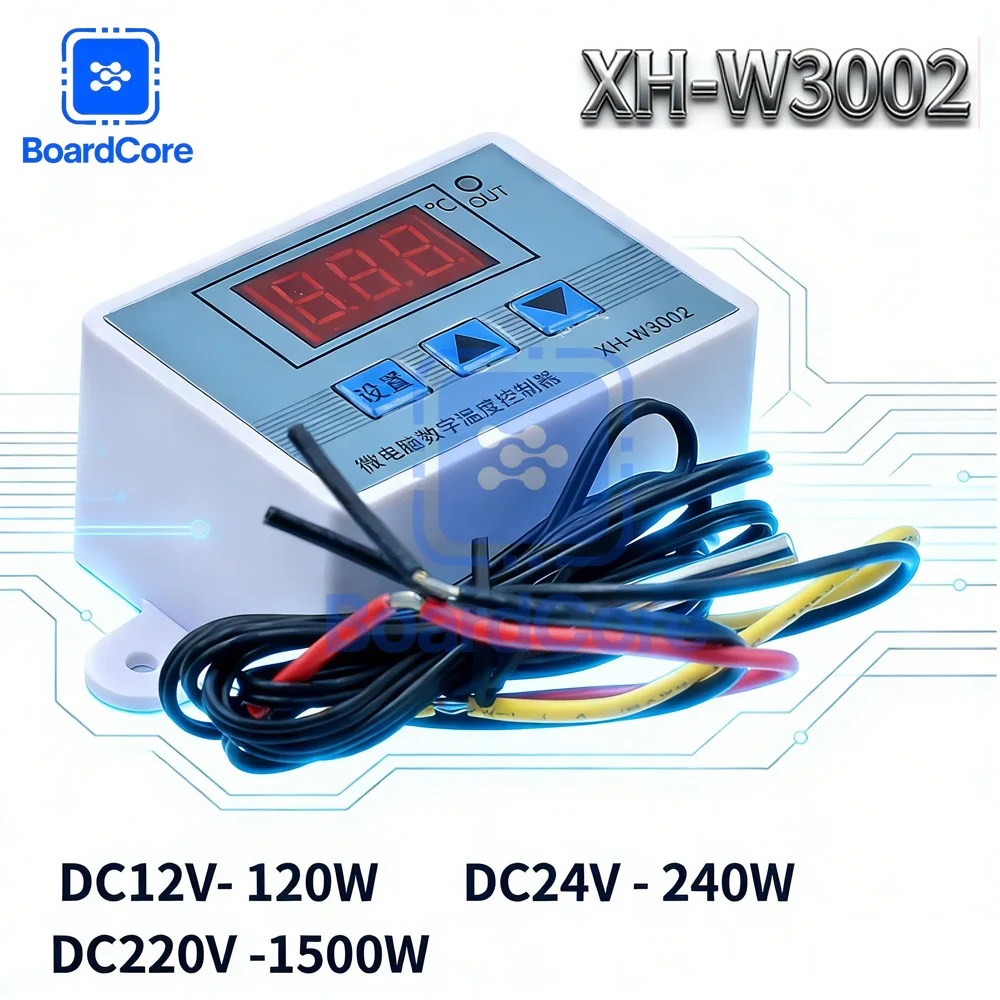 XH-W3002 Digital LED Temperature Controller DC 12V 24V 220V 10A Thermostat Control Switch Probe with Waterproof Sensor W3002