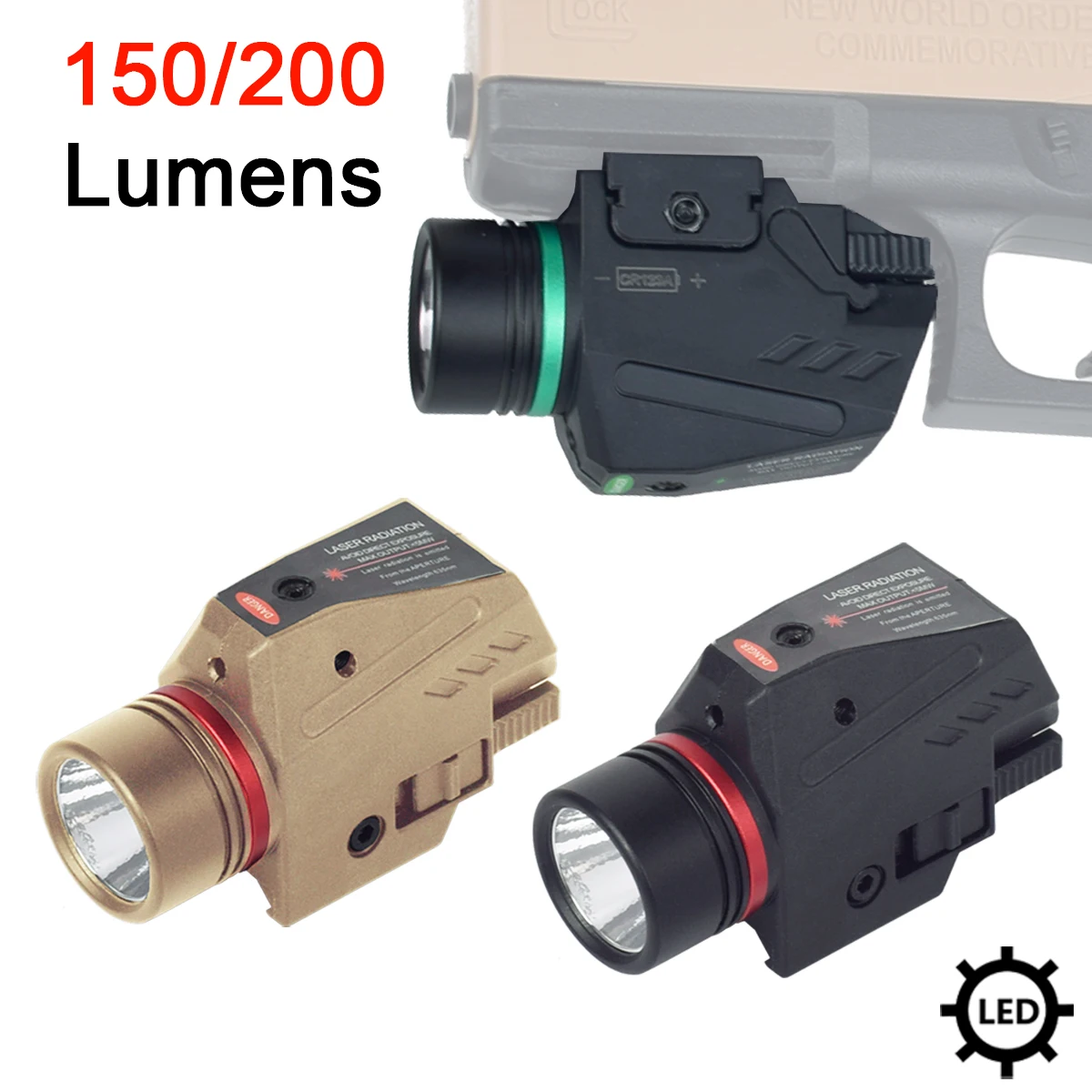 

Tactical Compact LED Flashlight G/R Sight Combo Weapon Gun Light For 20mm Rail Scout Light For Pistol 911 Glock 17 19 Handgun