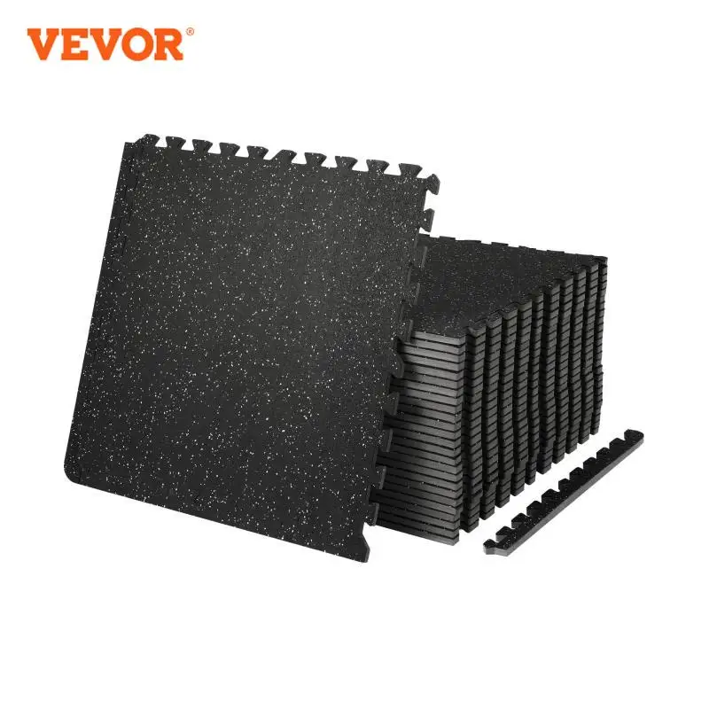 VEVOR 25/12/6 PCS 1/2 inch Thick Gym Floor Mats EVA Foam & Rubber Top Interlocking Workout Floor Mats Waterproof Exercise Mats