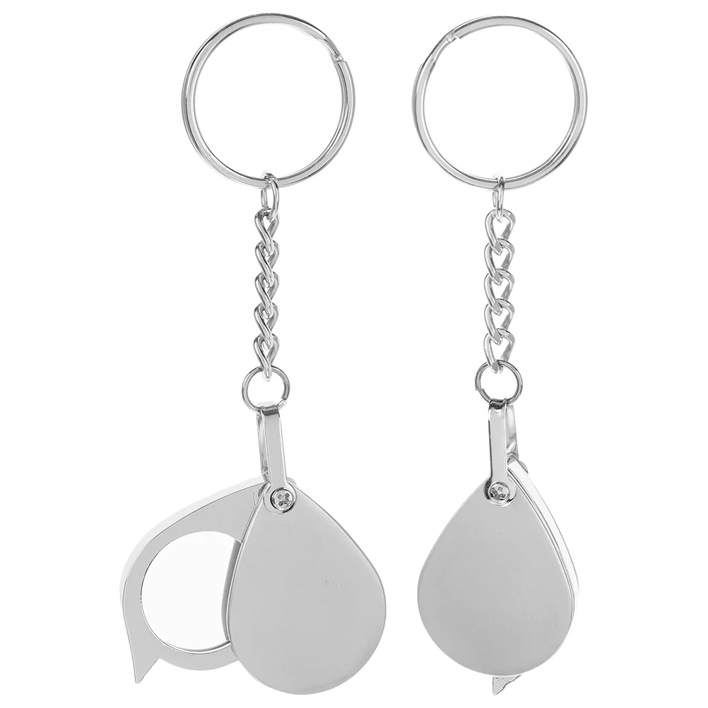 

2 PCS Folding Glass Mirror Reading Magnifier Small Miniature Zinc Alloy Handheld Pocket