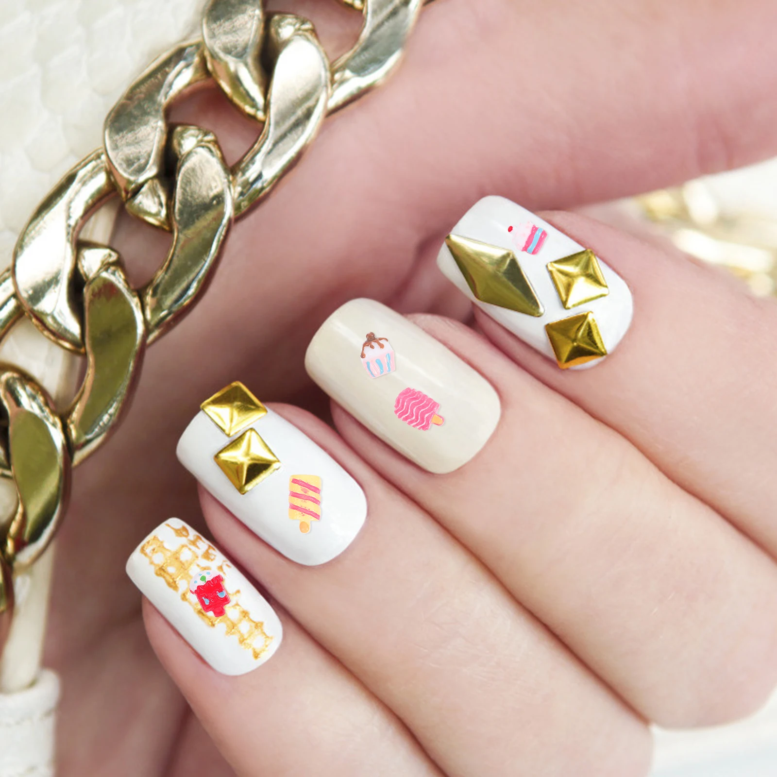 

1 Box Dessert Design Nail Art Decorations Creative Shinny Manicure Ornaments for Ladies Christmas Event DIY Accessories