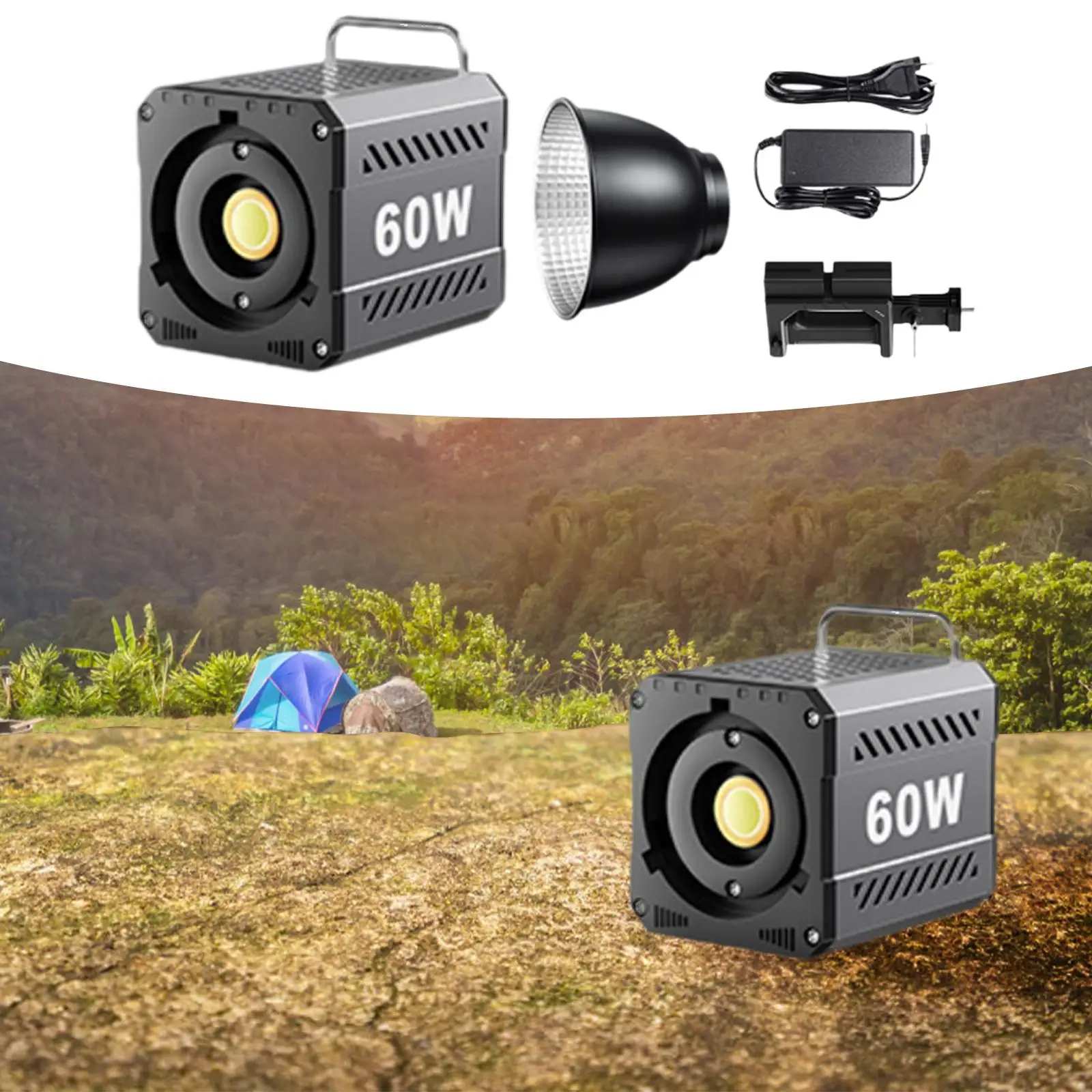 60W Cob Led Video Light Eu Adapter Continue Output Verlichting Voor Interview